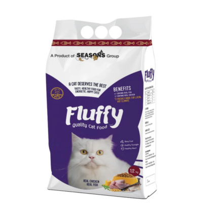 Fluffy Quality Cat Food 1.2kg (Pack of 3) – Real Chicken & Fish Formula – Healthy Heart, Eyesight & Shiny Coat – Value Bundle Pack